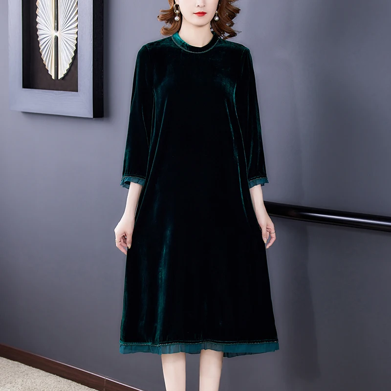 

Women Luxury Beading Velvet Dress Festa Female Elegant Party Robe High Quality Waist Designer Vintage Cocktail Vestidos