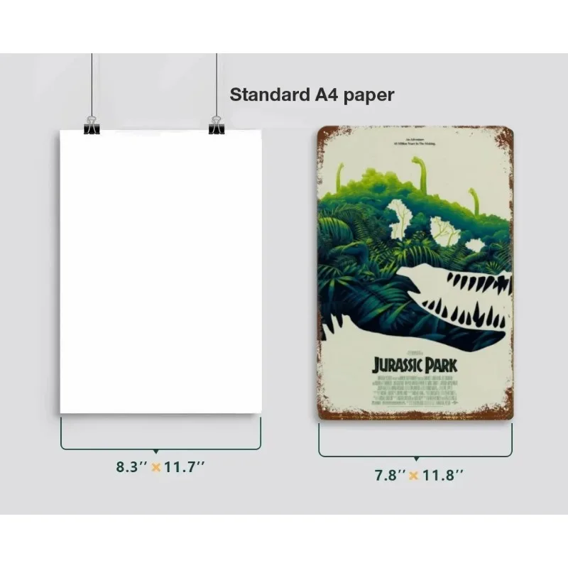 Metal Tin Poster Jurassic Park Film Retro Metal Tin Sign Plaque Poster for Bar Club Wall Decor Home Vintage Wall Plate Pendant