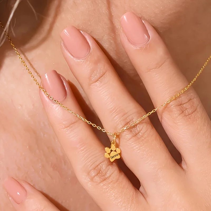 

Ожерелье из нержавеющей стали с собачьими когтями, сделай сам, индивидуальное имя, логотип, женские украшения, подарки на годовщину свадьбы, день рождения и День святого Валентина