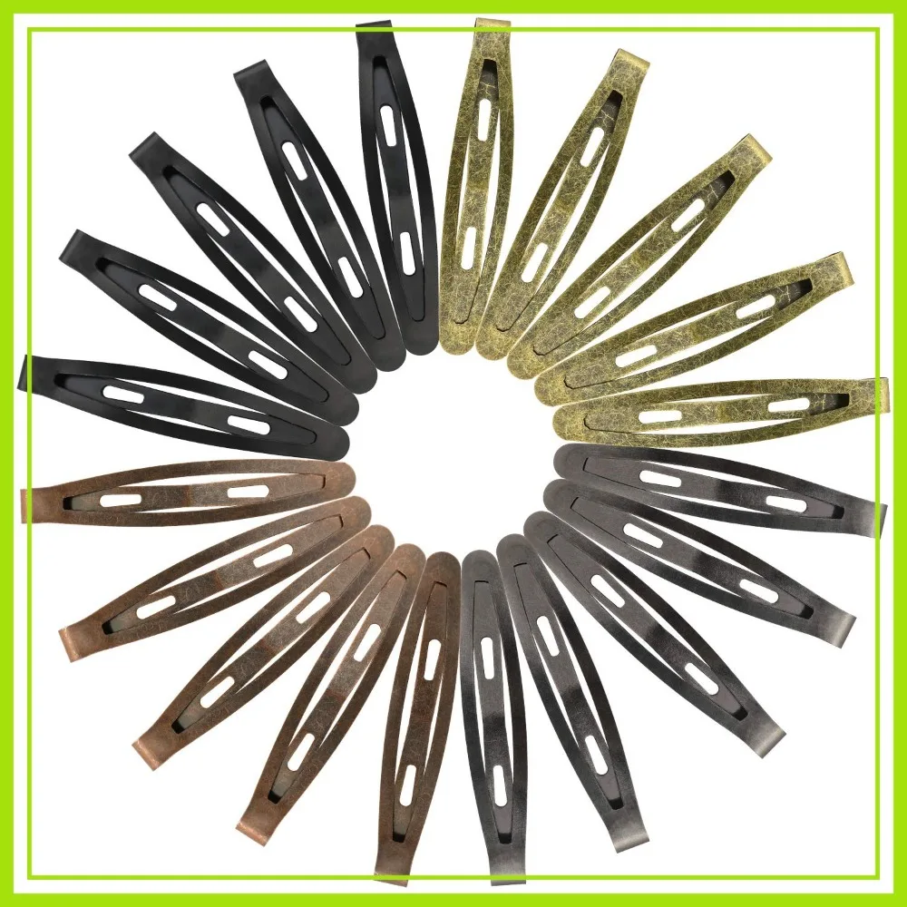 

40 Pcs Oval Metal Contour Hair Clips, 2.4" Snap Barrettes for Long Hair, Classic Colors
