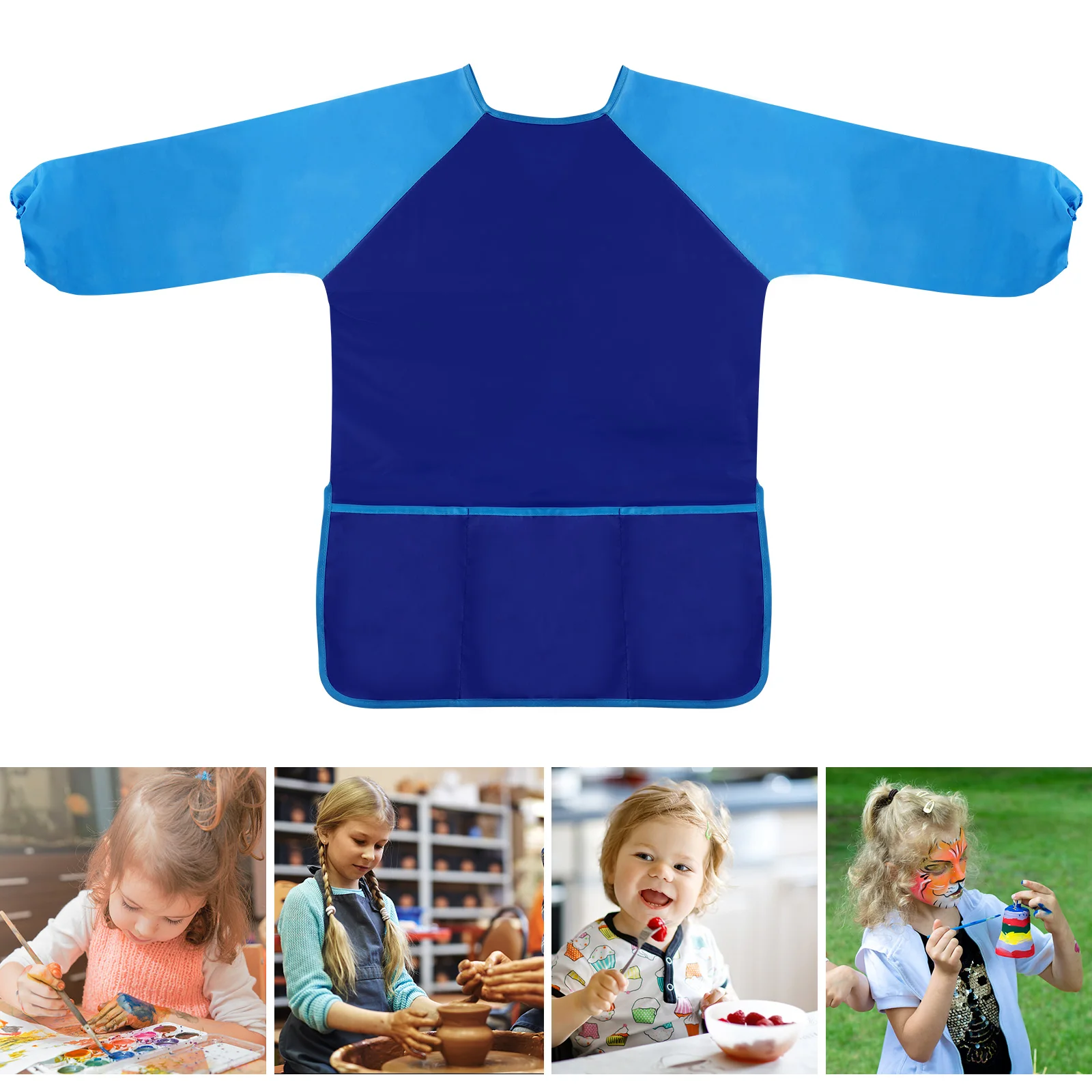 Waterproof Long Sleeve Baby Toddler Painting Feeding Smock Bib Apron Children Dustproof Breathable Smock