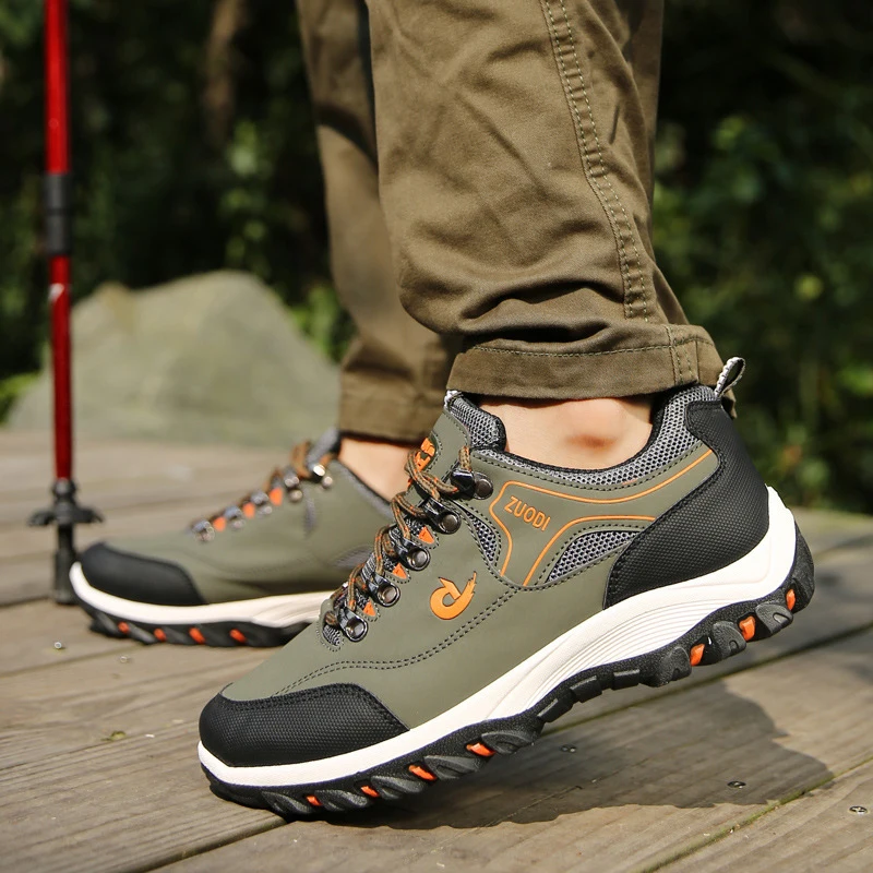 

Men Sneakers Leather Hiking Shoes Wear-resistant Walking Shoes Tactical Shoes Men's Sports Shoes Zapatos Hombre Big Size 50