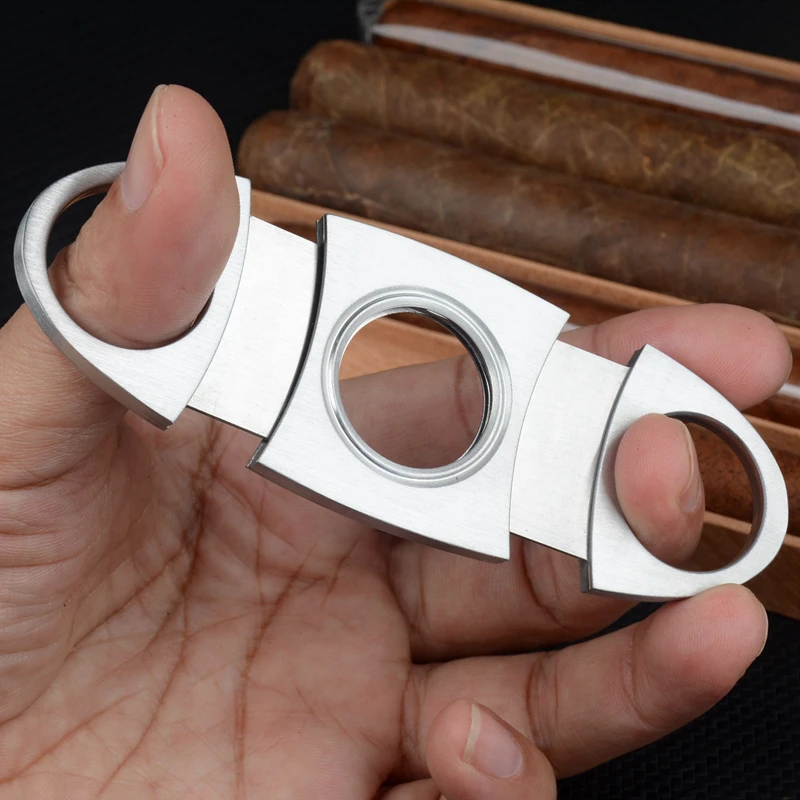 Stainless Steel Cigar Cutter 22mm Diameter Hole Smoking Accessory