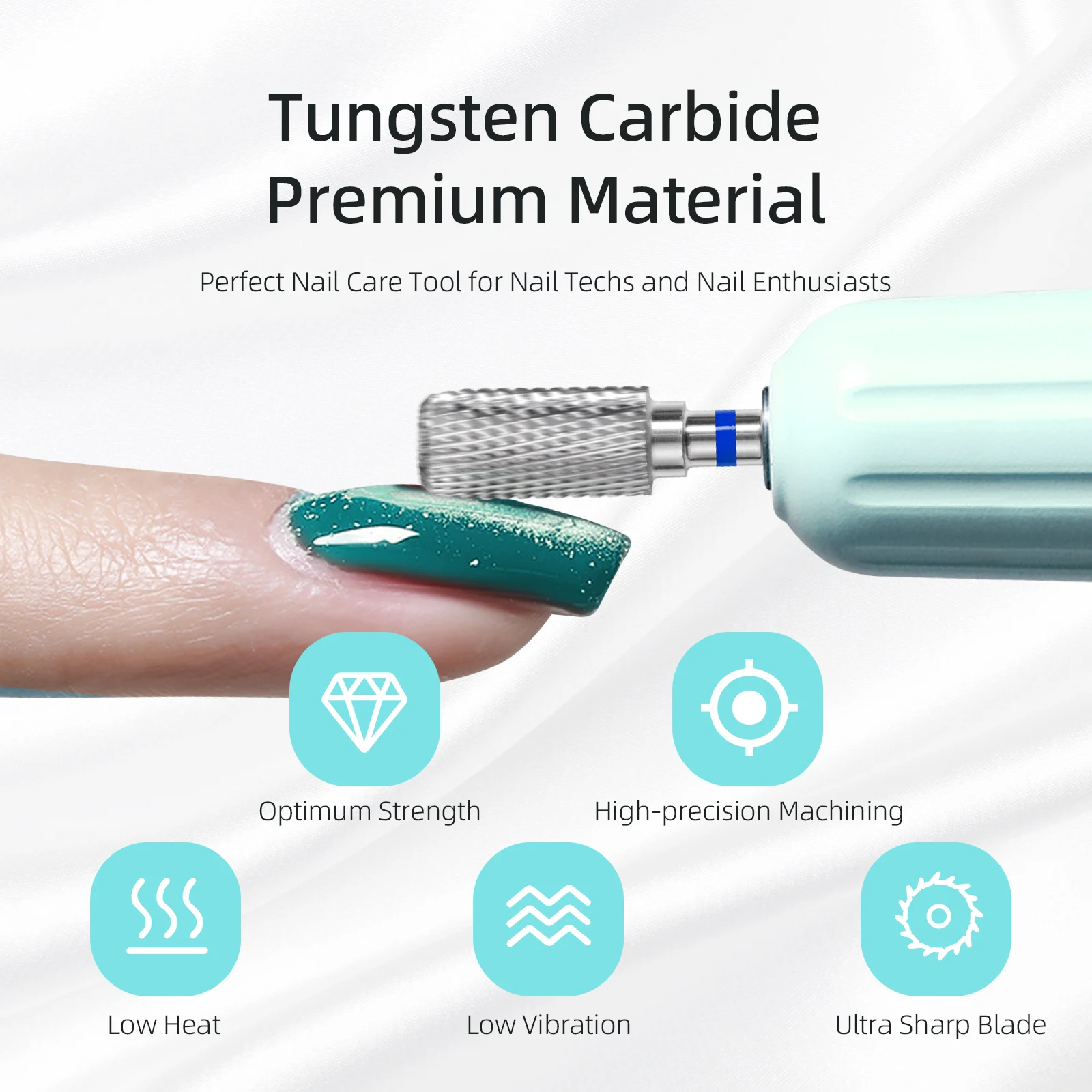 HYTOOS Safety Nail Drill Bits 13mm Barrel Dust Proof D4S Right-handed Carbide Drill Bits for Nails Electric Manicure Drills Tool