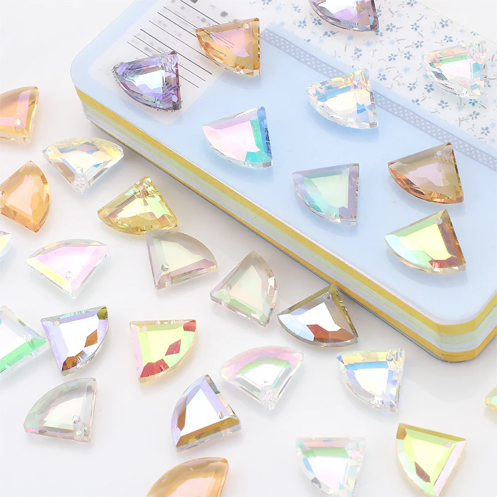 10 Stück 12 x 14 mm Opal-Mokka-Fächerförmige Strasssteine für Schmuckherstellung, Glaskristalle, Diamanten, Kleidung, Basteln, Edelsteine, Zubehör