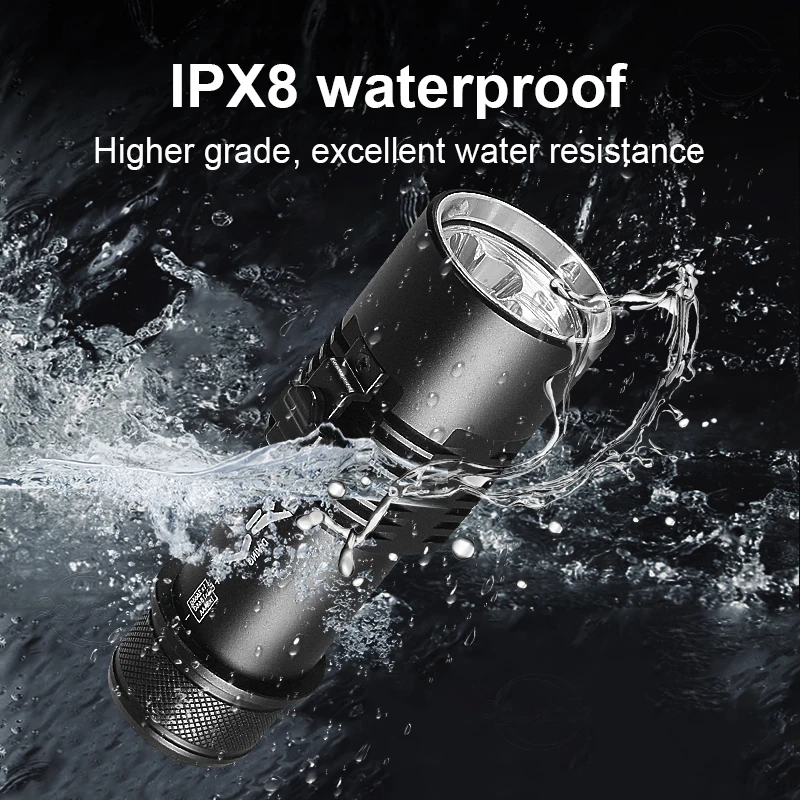 Powerful LED Professional Diving Flashlight High Power Rechargeable LED Dive Lantern Yellow Light Torch For Underwater IPX8