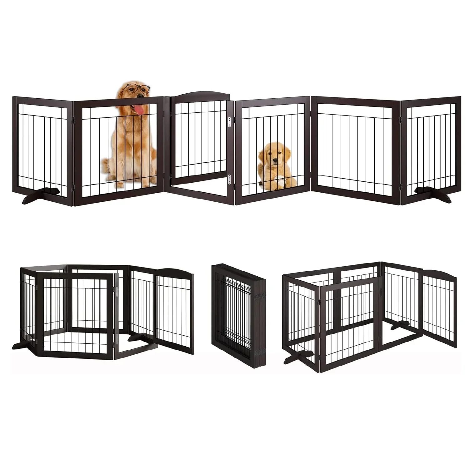 Custom Solid Wood Pet Gate Dog Gate For Doorways Stairs Or House Freestanding Folding Wooden Indoor Dog Fence