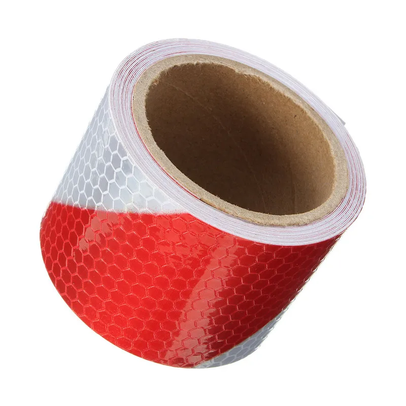 New Arrival 2"x10' 3 Meters Red White Reflective Safety Warning Conspicuity Tape Film Stickers