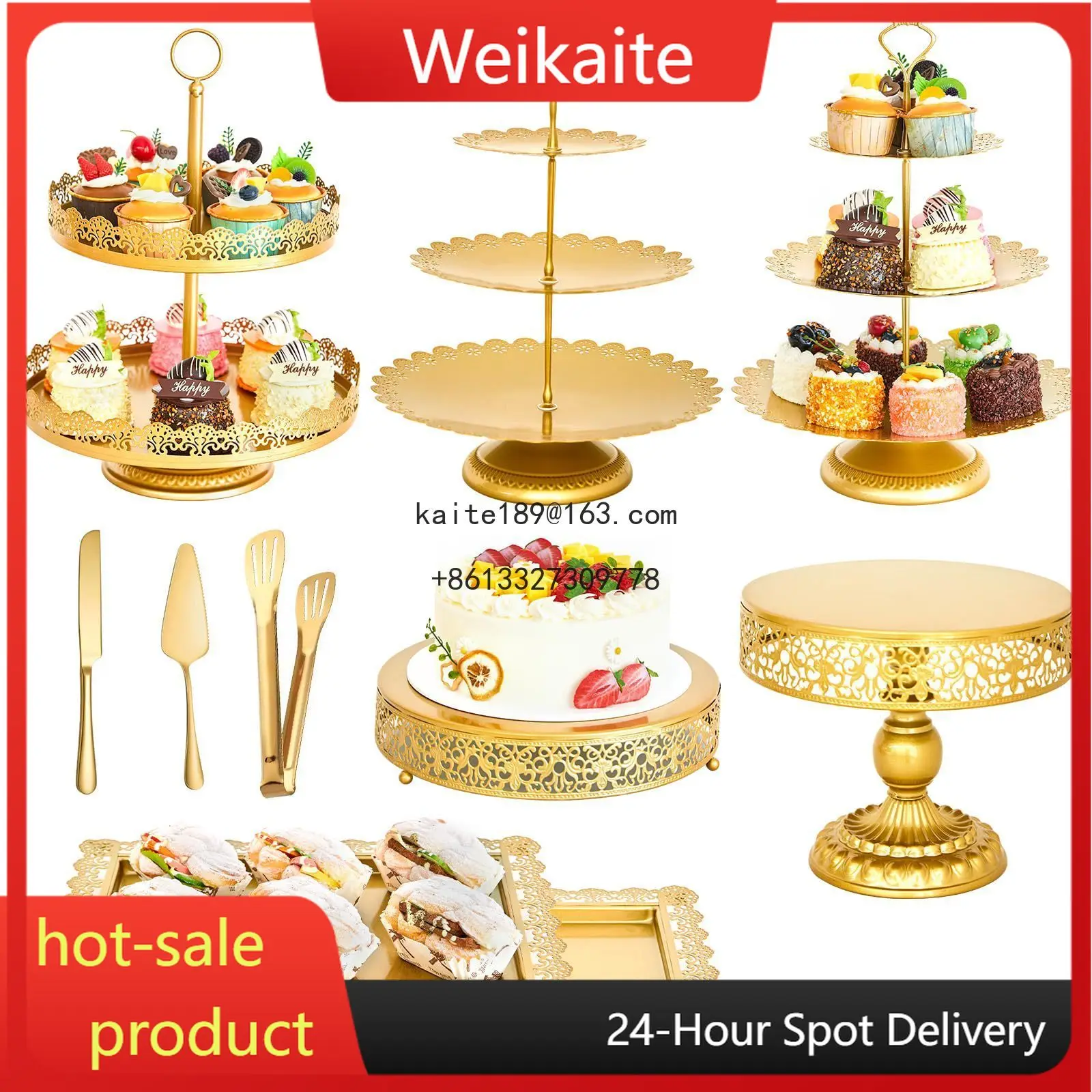 

European Creative Gold Hollow Cake Rack Wedding Props Dessert Table Ornament Dessert Shop Dim Sum Cake Rack Combination