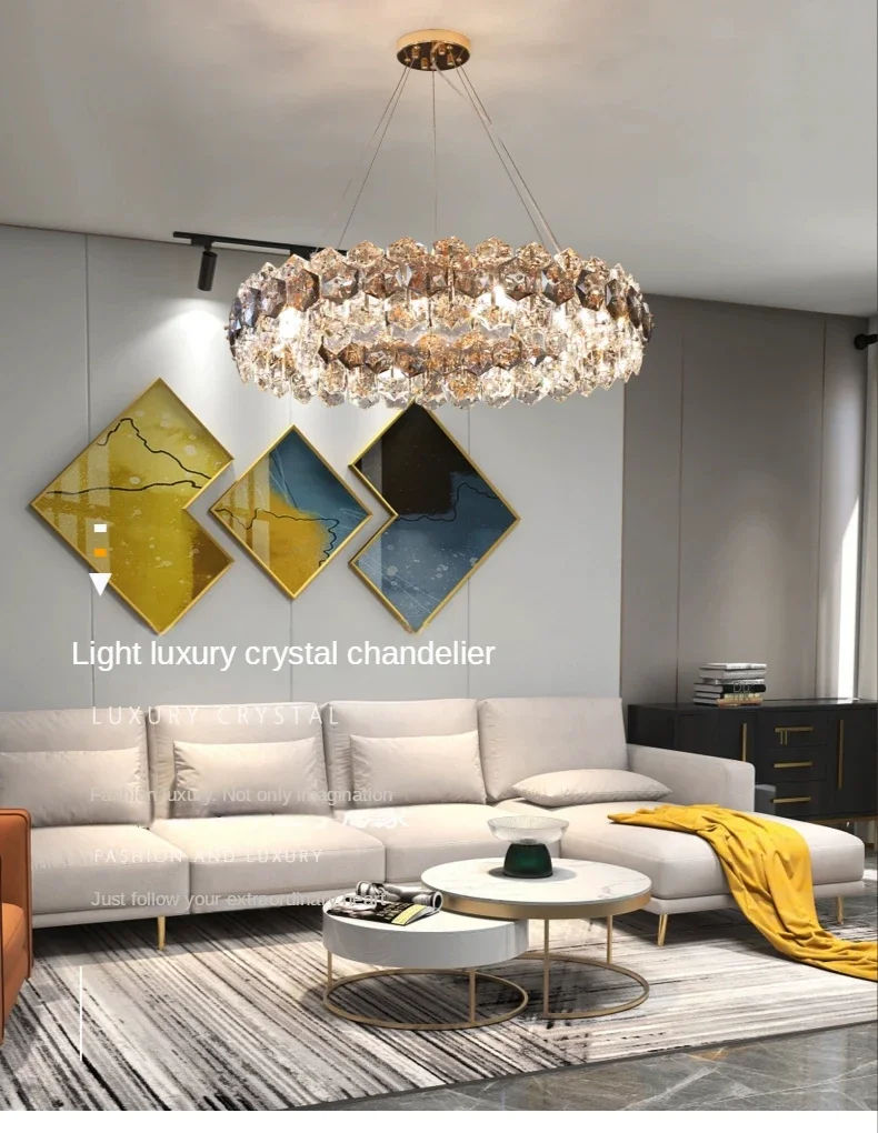 Moderno LED Cristal Pentagrama Teto Lustres, Luxo Villa Luz Pingente, High-end Atmosfera Luz, Sala de Jantar Pendurado Lâmpada