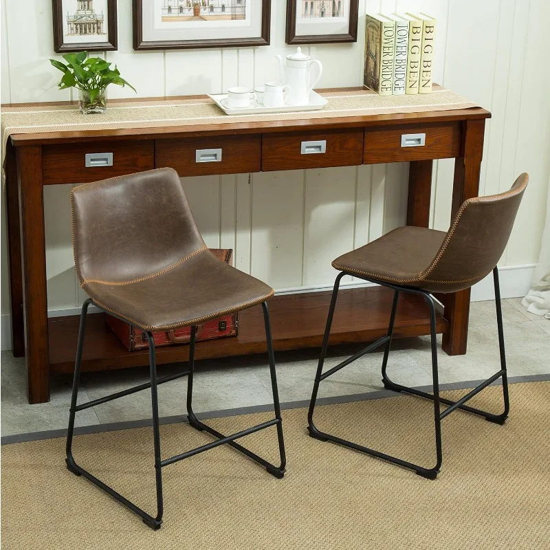 Thekenhocker aus PU-Leder, Antikbraun, 2er-Set