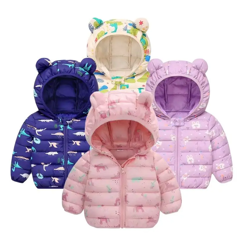 2024 New Children's Autumn/Winter Down Coat Boys and Girls Cartoon dinosaur Hooded Coat Infant Warm Coat 0-5 Years Old