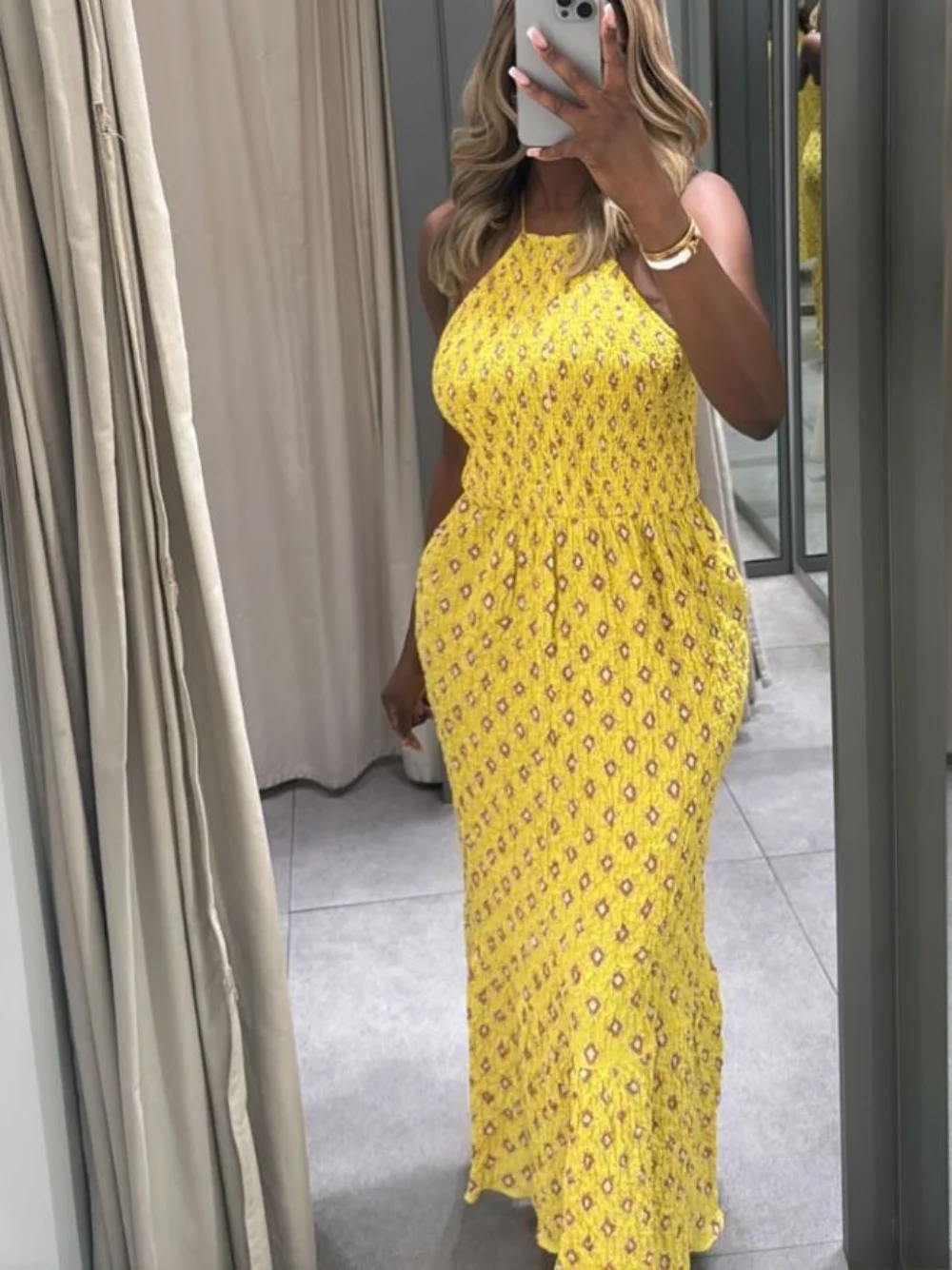 

Elegant Printed Sleeveless Midi Dress for Women Summer Tied Fitted Party Dress Long Women's Fashion 2025