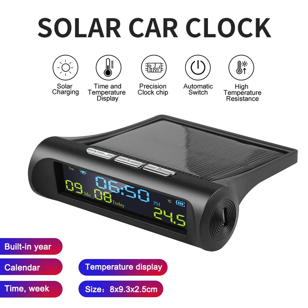 Digital Clock With Date Temperature Display New Quality 1pc Automatic Car Digital Clock LCD Display Solar TPMS Look AN01