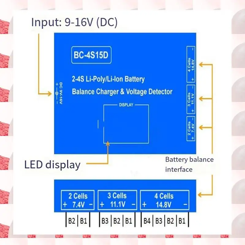 

ABGN 6X BC-4S15D Battery Lipo Li- Balance Charger Voltage Detector LCD Digital Display Balance Charger For RC Battery