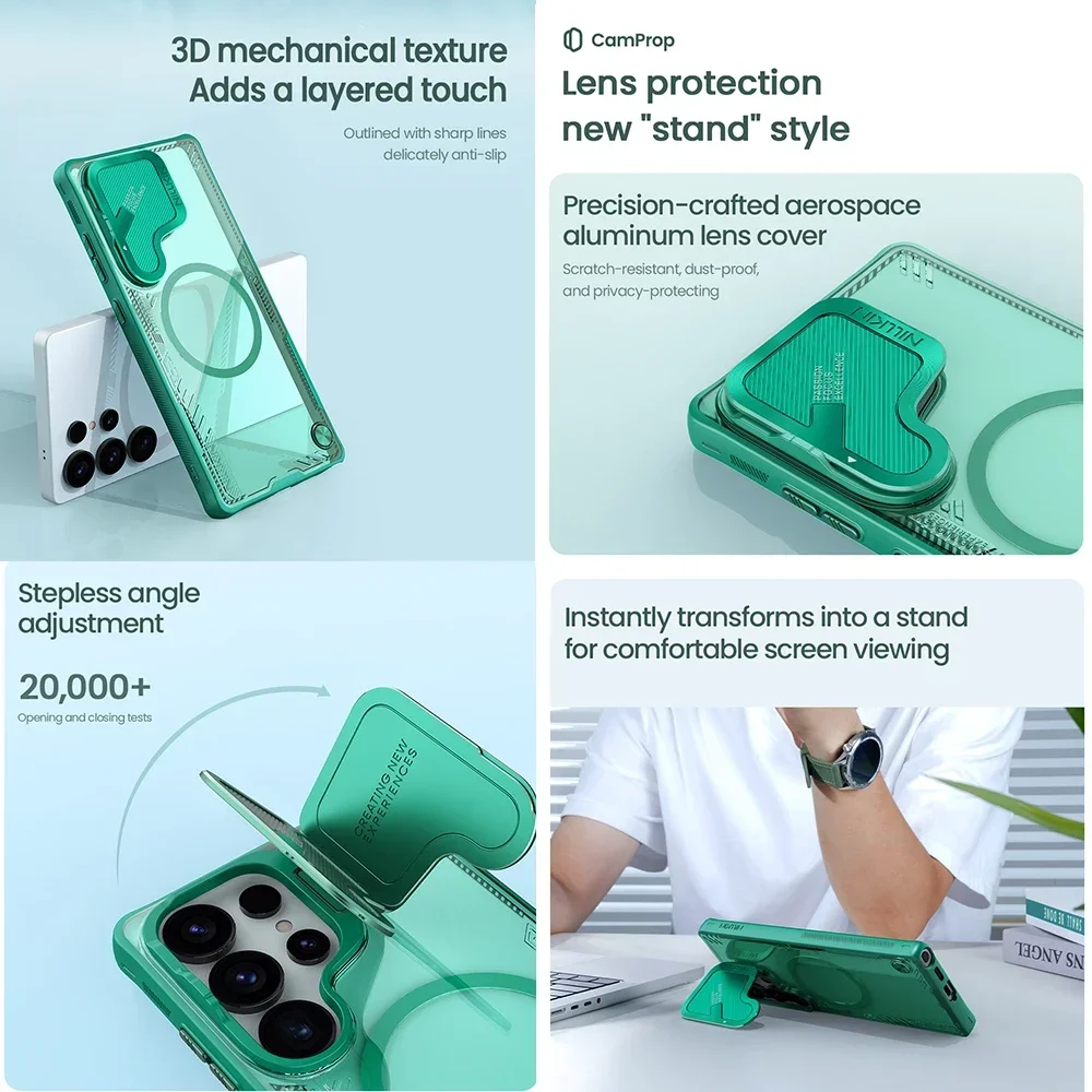 Nillkin For Samsung Galaxy S25 Ultra Iceblade Prop Magnetic Case Lens Protective Only with magnetic suction function