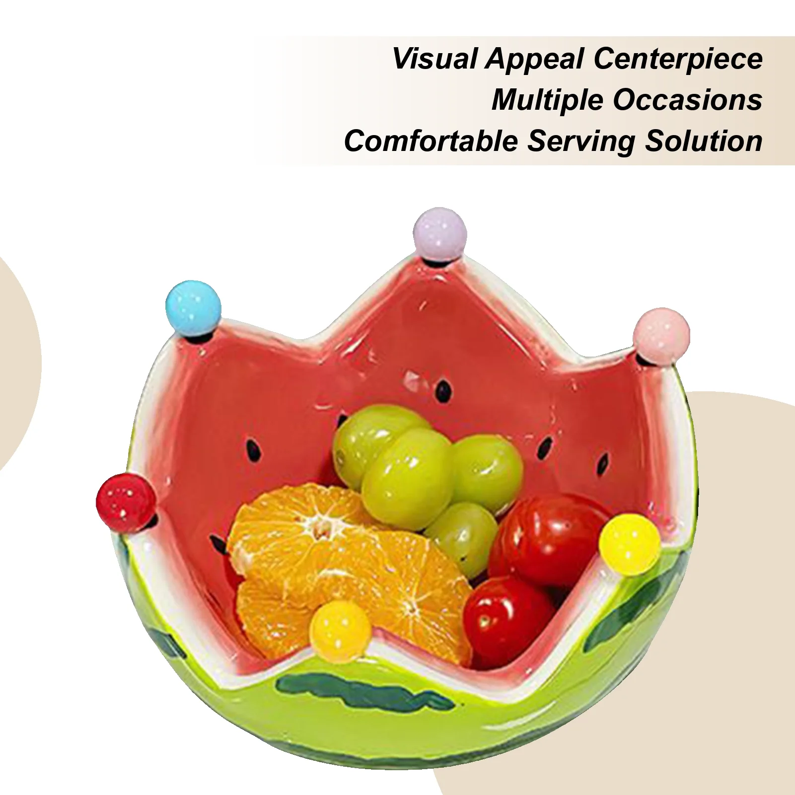 

Ваза для фруктов в виде арбуза, керамическая ваза для фруктов с 6 вилками из нержавеющей стали, кухонные гаджеты для гостиной, ресторана, домашнего мероприятия