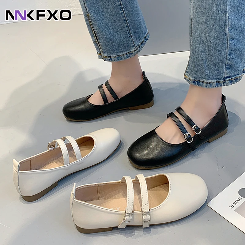 

Women Flat Women's round Toe Retro Single Shoes One Word Buckle Shallow Mouth Mary Jane Shoes Ballerina Flats Mujer vc4275