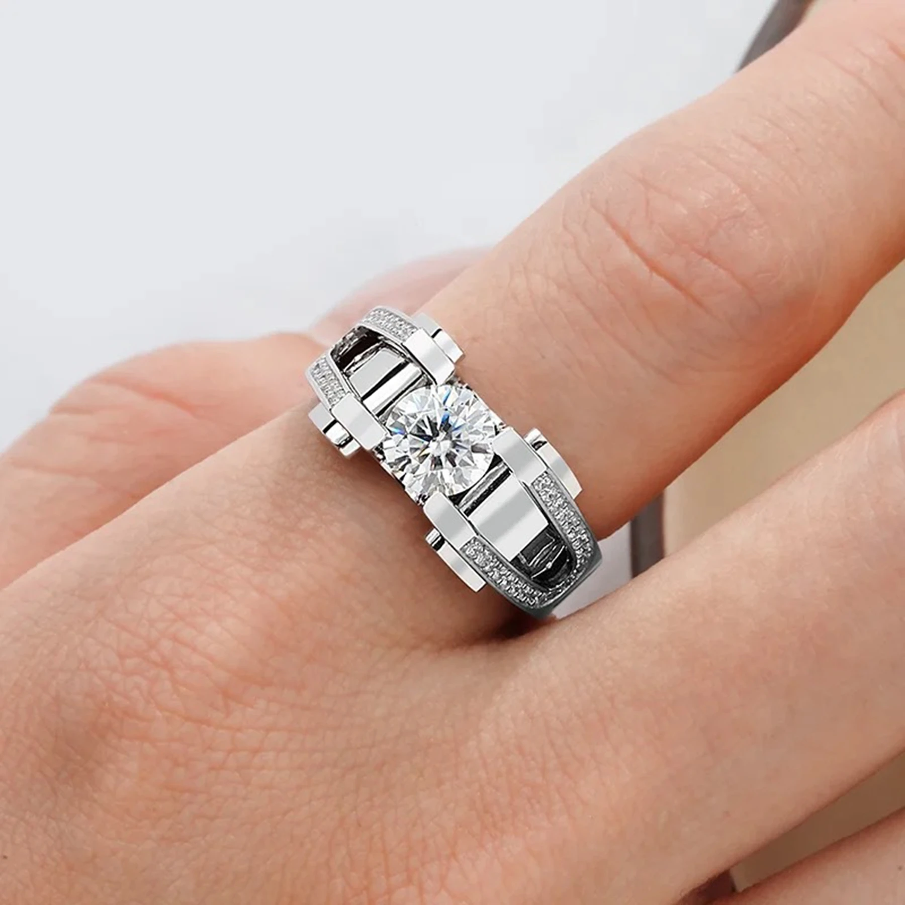 

Veeie Veein Элитный бренд S925 Стерлинговое серебро 2-каратное кольцо с муассанитом Мужской аксессуар в стиле хип-хоп Кольцо с сертификатом GRA Ювелирные изделия