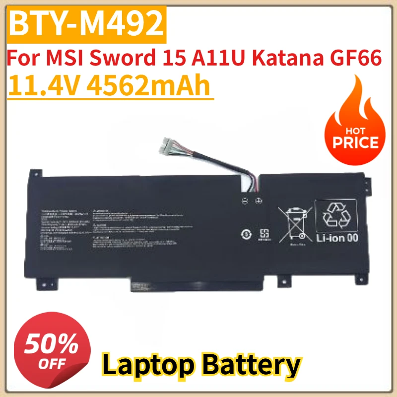 

High Quality New BTY-M492 11.4V 4562mAh Laptop Battery For MSI Sword 15 A11U Katana GF66