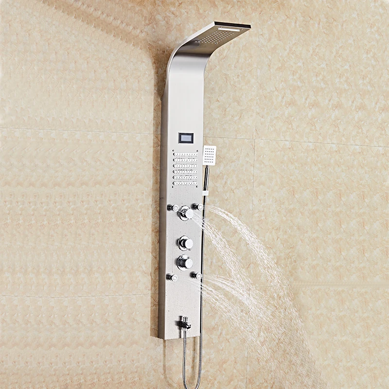 لوحة شلال الاستحمام المصقول ، طائرات تدليك الجسم ، سبوت الحوض ، مجموعة رذاذ اليد ، مجموعة لوحة دش البرج