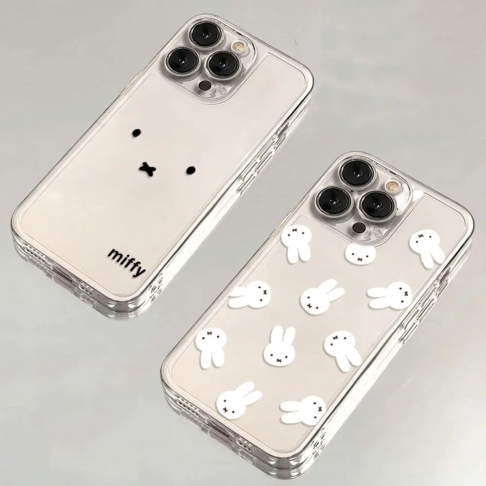 Original Cute Funny M-Miffys-Kawaii Phone Case For iPhone 16 15 14 13 12 11 Mini Pro Max X XR XSMax 7 8 Plus Transparent Cover