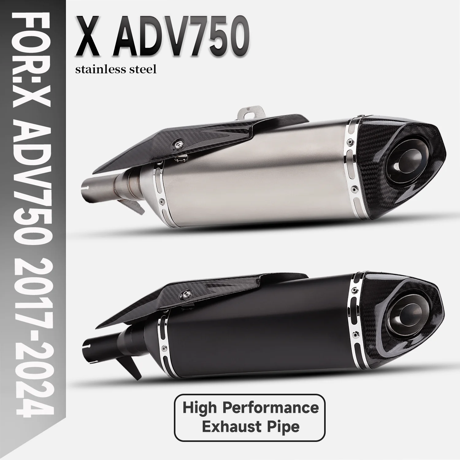 

Slip On For XADV X ADV-750 Motorcycle Exhaust Escape System Middle Link Pipe Carbon Fiber Muffler DB Killer Heat Shield