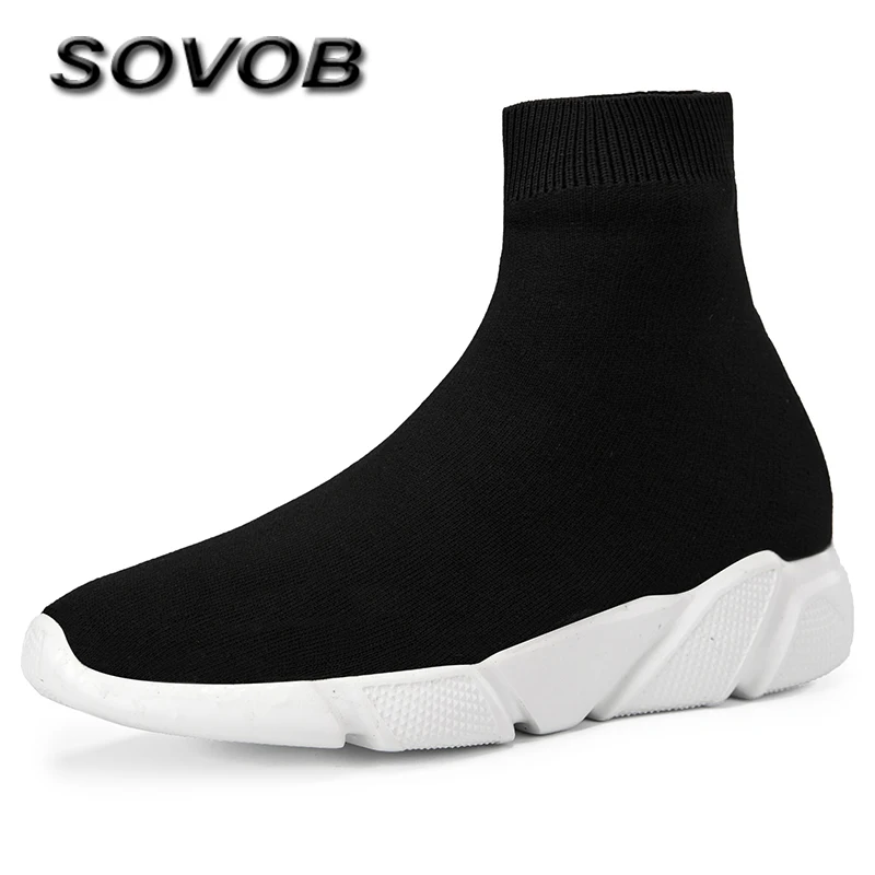 

Hot Selling Black Men's Socks Shoes Big Size 35-47 Comfortable Breathable Couples Casual Shoes Platform High Top Sneaker For Men