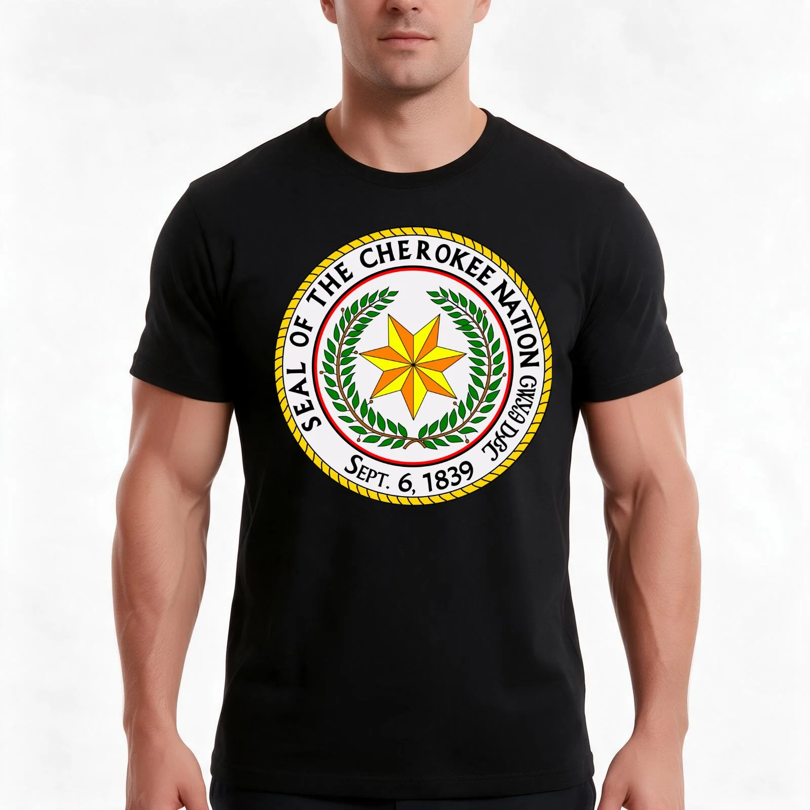 Seal of the Cherokee Nation Cherokee Native American Pride T-Shirt, Summer Casual Cotton Tee, Oversized Streetwear Tops