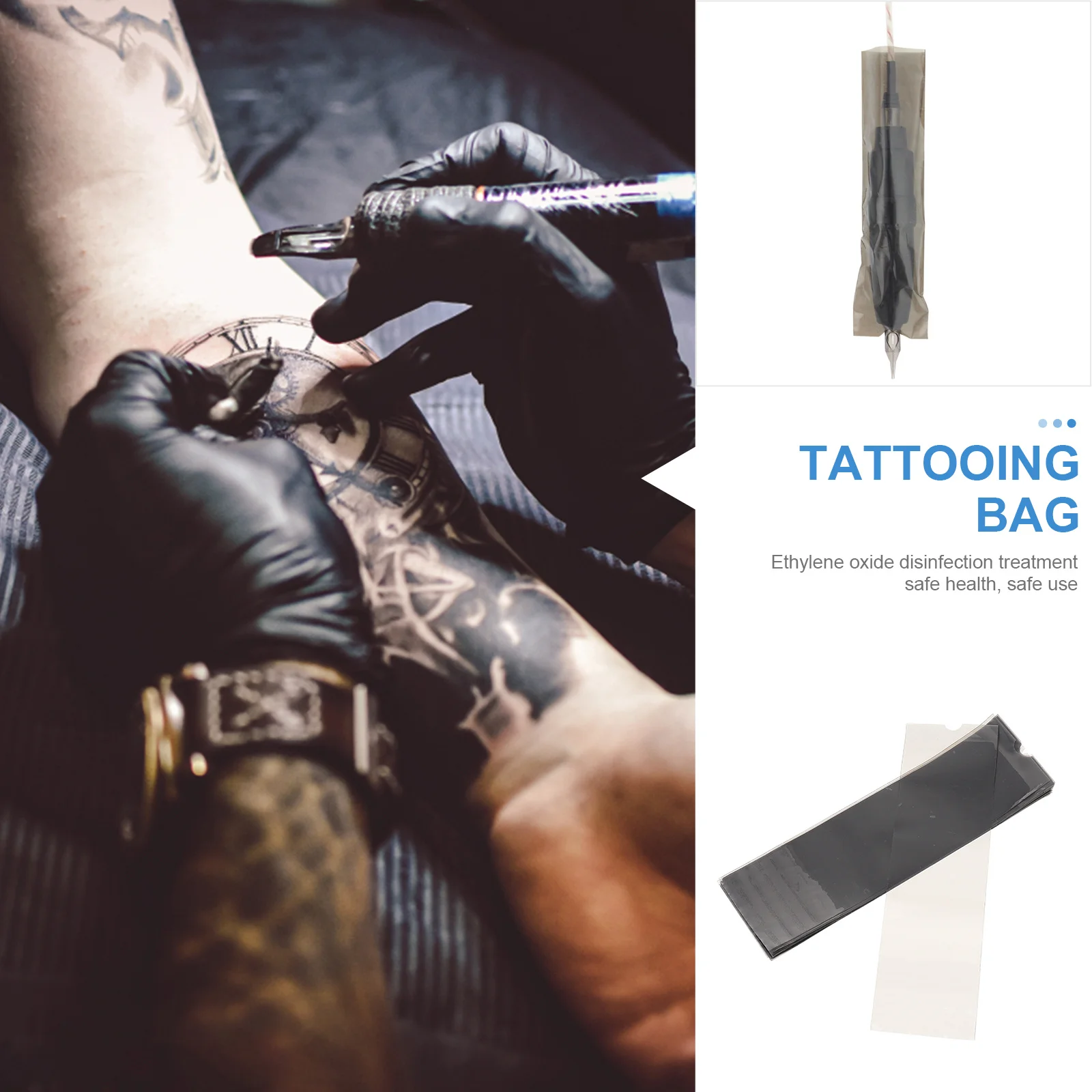 

200Pcs Disposable Tattoo Clip Cover Black Cord Sleeves for Safe Equipment Storage Prevent Dyeing during Body Art Work