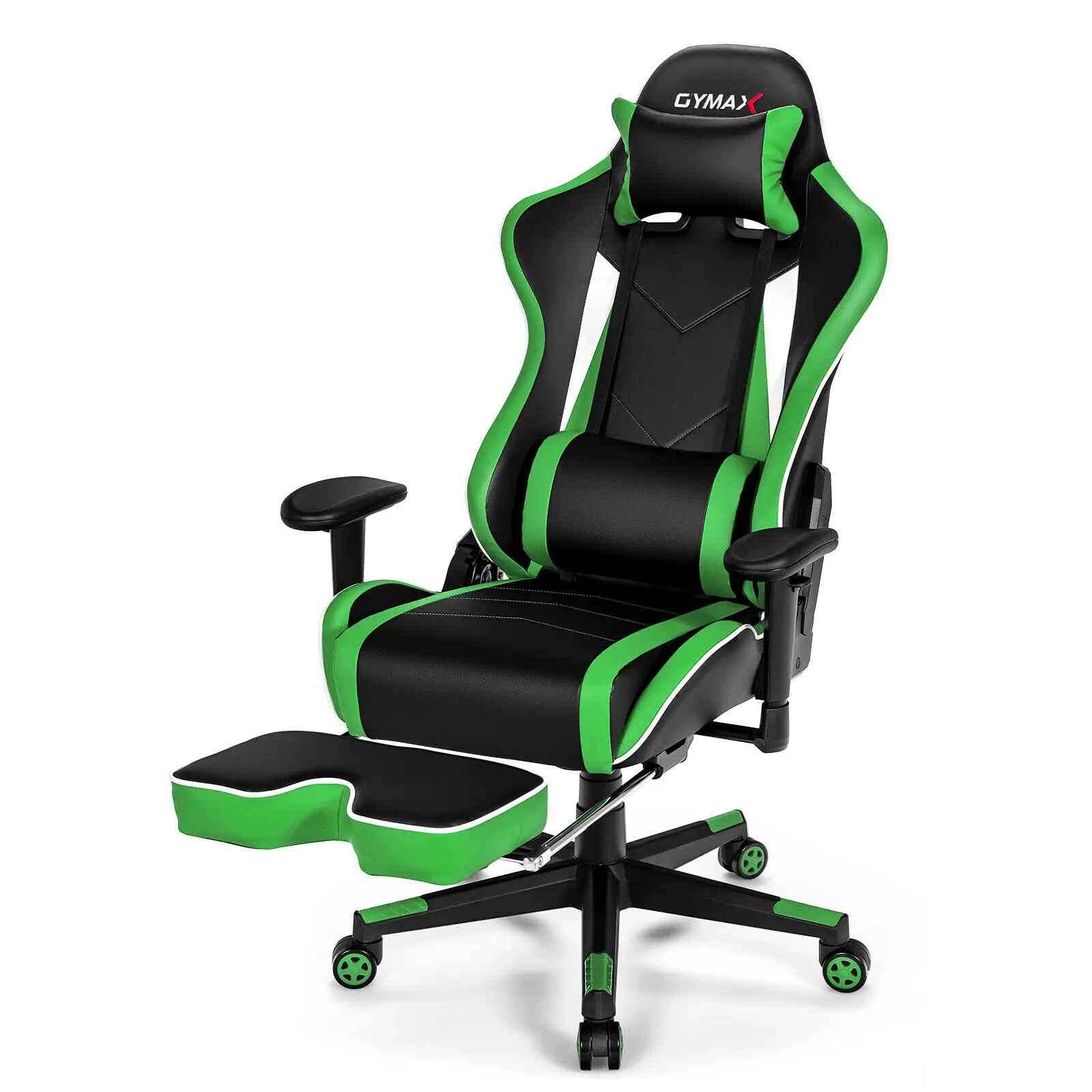 Costway High Back Gaming Chair Adjustable Office Computer Task Chair w/ Footrest Green