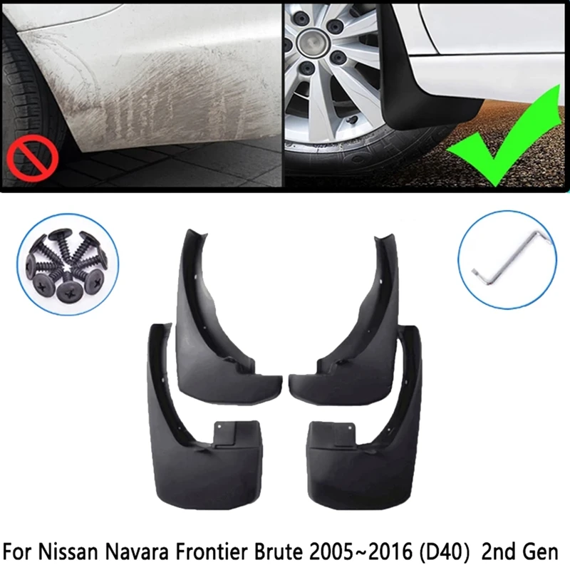 Car Mud Flaps Fender Mudguard Splash Guards For Nissan Navara Frontier Brute D40 2005-2016