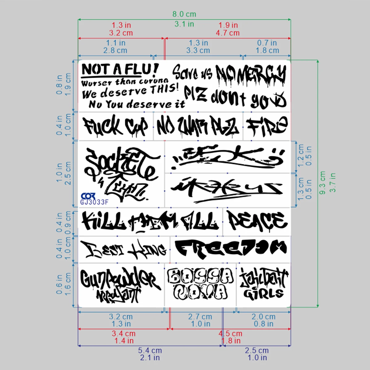 Modellbausatz-Malwerkzeuge, wiederverwendbare Metall-Hohl-Airbrush-Schablonen-Sprühmaske, apokalyptische Street-Tags, für verschiedene Maßstäbe – Detail 2