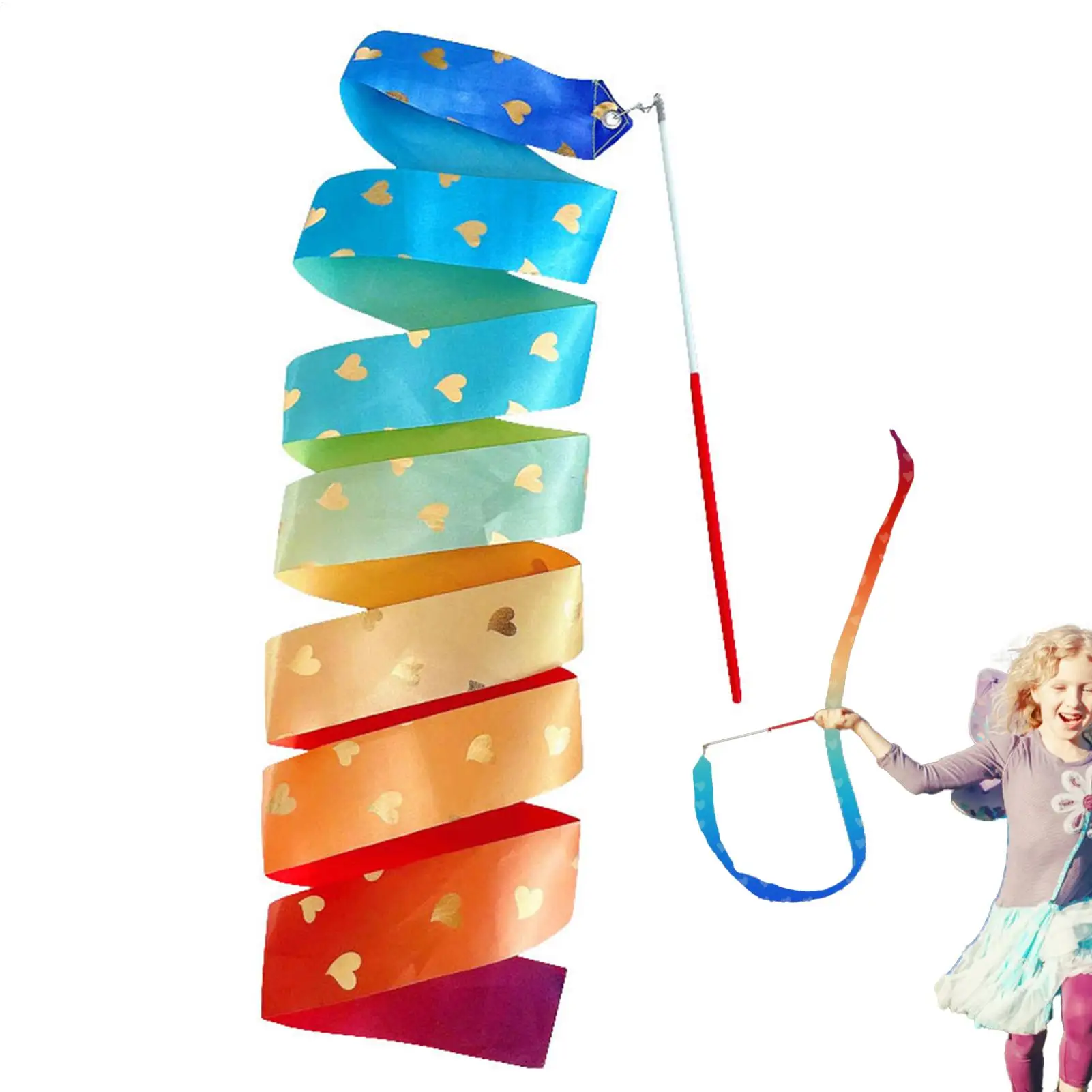 2M Rhythmische Gymnastik-Band mit lebendigen Farben, weich, geschmeidig, flexibel, Traumfarben für Tänzer, Twirling Dance Streamer, farbenfroher Farbverlauf