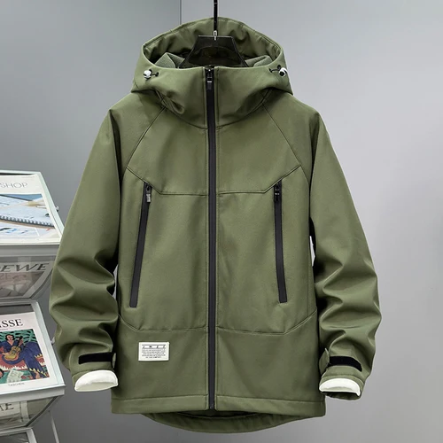 Imagen 2 del producto Chaqueta cortavientos impermeable para hombre, chaqueta de campamento de talla grande 12XL 13XL, abrigo informal de moda para hombre, chaquetas de lana de talla grande 13XL