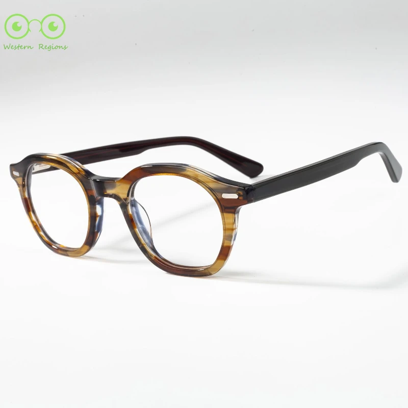 

Japanese simple black comfortable men and women round eye frame men acetic acid glasses frame fitting degree myopia glasses