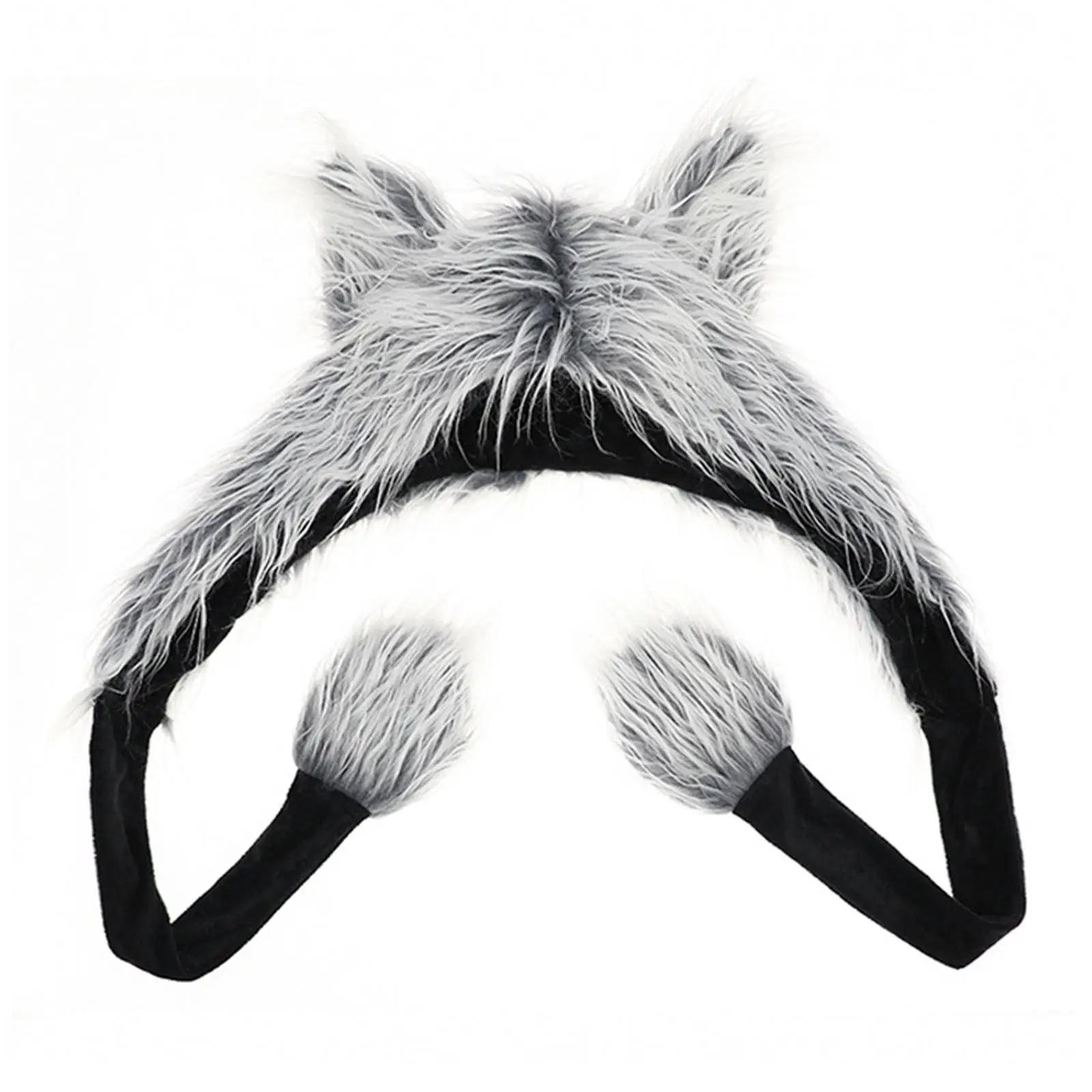 Soft Plush Hat Thermal Portable Wolf Ears Hat for Outdoor Fishing Camping Street