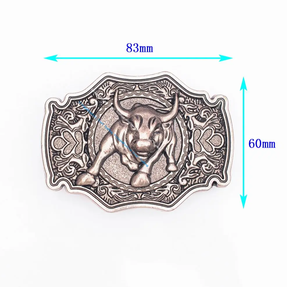 

Vintage Silver Men's Western Flower Cowboy Biker Heavy Animal Bull Rodeo Leathercraft Metal Belt Buckle Fit 40mm Strap