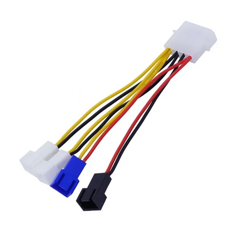 1pcs 4-Pin Molex To 3-Pin Fan Power Cable Adapter Connector 12v*2 / 5v*2 Computer Cooling Fan Cables for CPU PC Case Fan