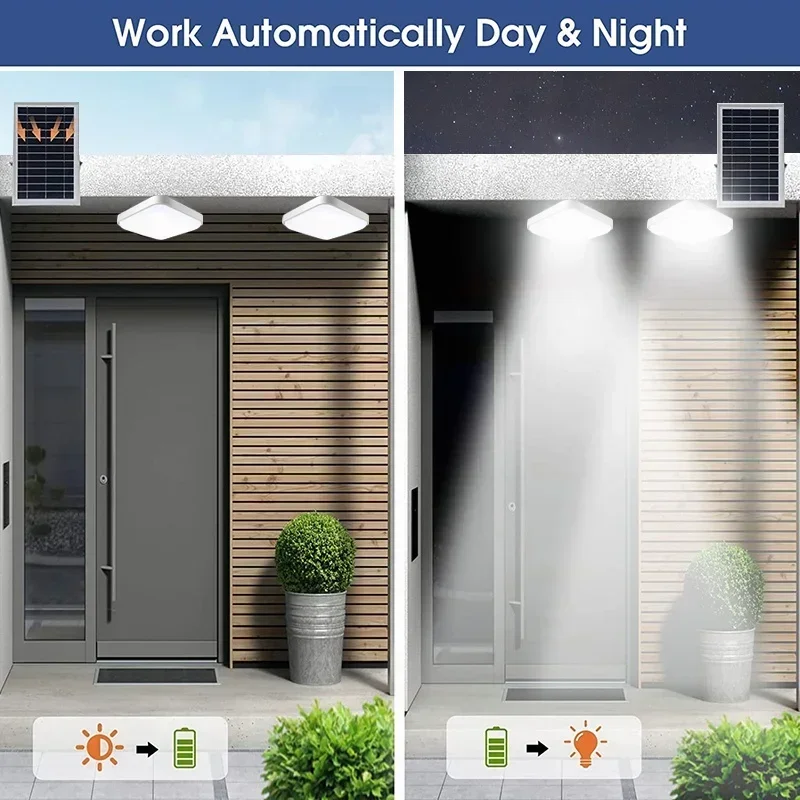 60/500W LED Solar Ceiling Light IP66 Waterproof Indoor Home Top Ceiling House Outdoor Garden Pandent Light Living Room Lighting