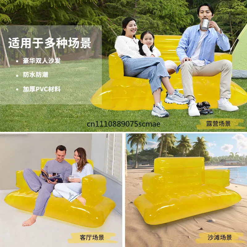 Inflatable sofa music festival photo prop - automatic outdoor camping lazy lounger double air mattress - portable & foldable