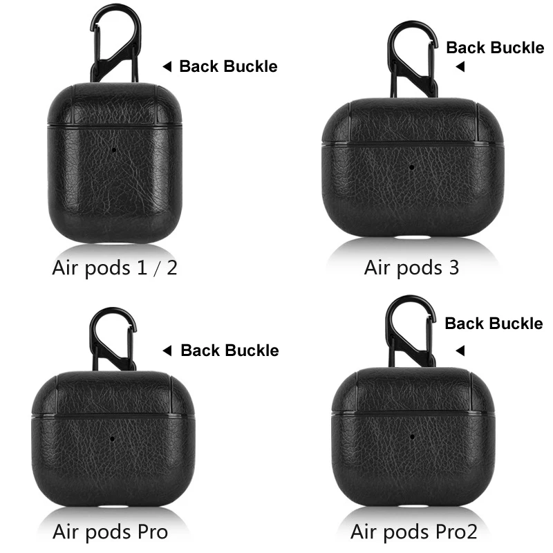 Casing Headphone untuk Airpods 1/2/3/4 Casing PU Aksesori Penutup Earphone Nirkabel Bluetooth untuk Airpods Pro/Pro 2 dengan Gesper Belakang