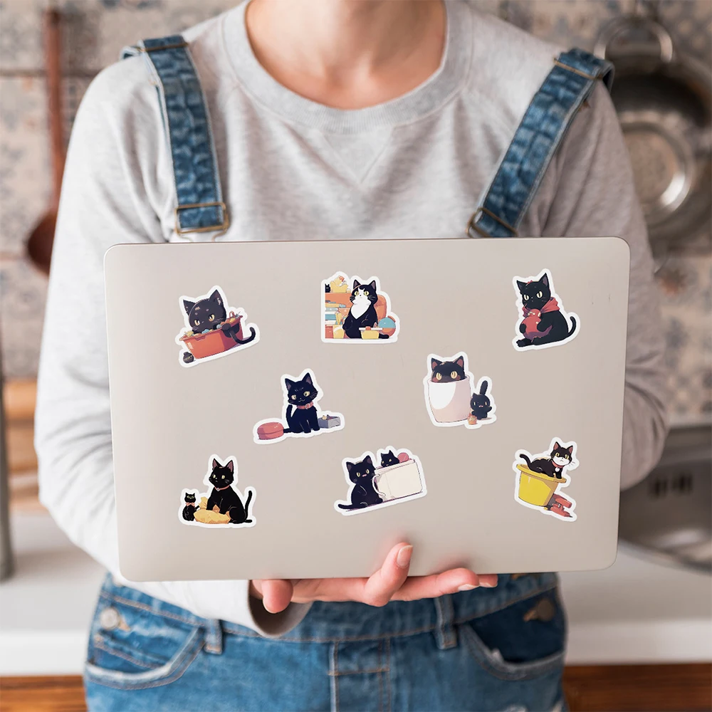 10/30/50/100pcs Cute Dark Cat Graffiti Stickers Gothic Aesthetic Cartoon Kid Decals Toy DIY Stationery Suitcase Luggage Notebook