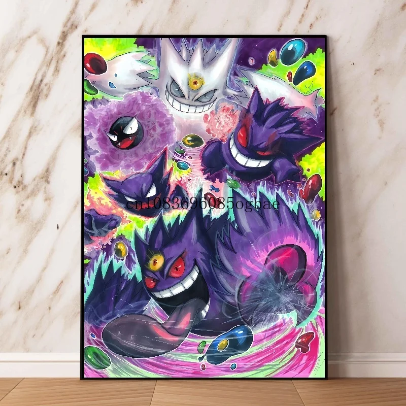 

HD Canvas Painting Classic Pokemon Anime Figures Gengar Poster Print Watercolor Wall Art Picture Modern Home Decor Kids Gifts