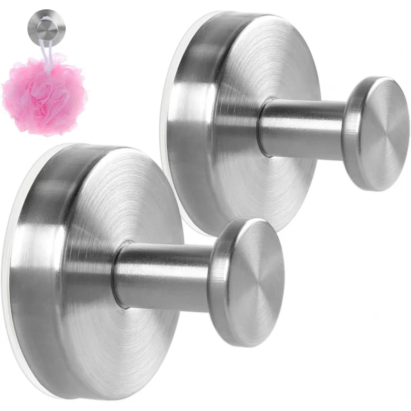 2 Suction Cup Hooks Shower, Exquisite Metal & No Drill  Bathroom Wall, Kitchen