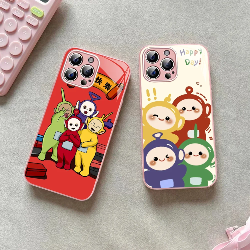 Cute T-Teletubbies Phone Case Tempered Glass For Iphone 14 13 12 11 Pro Mini XS MAX 14Plus X XS XR Fundas