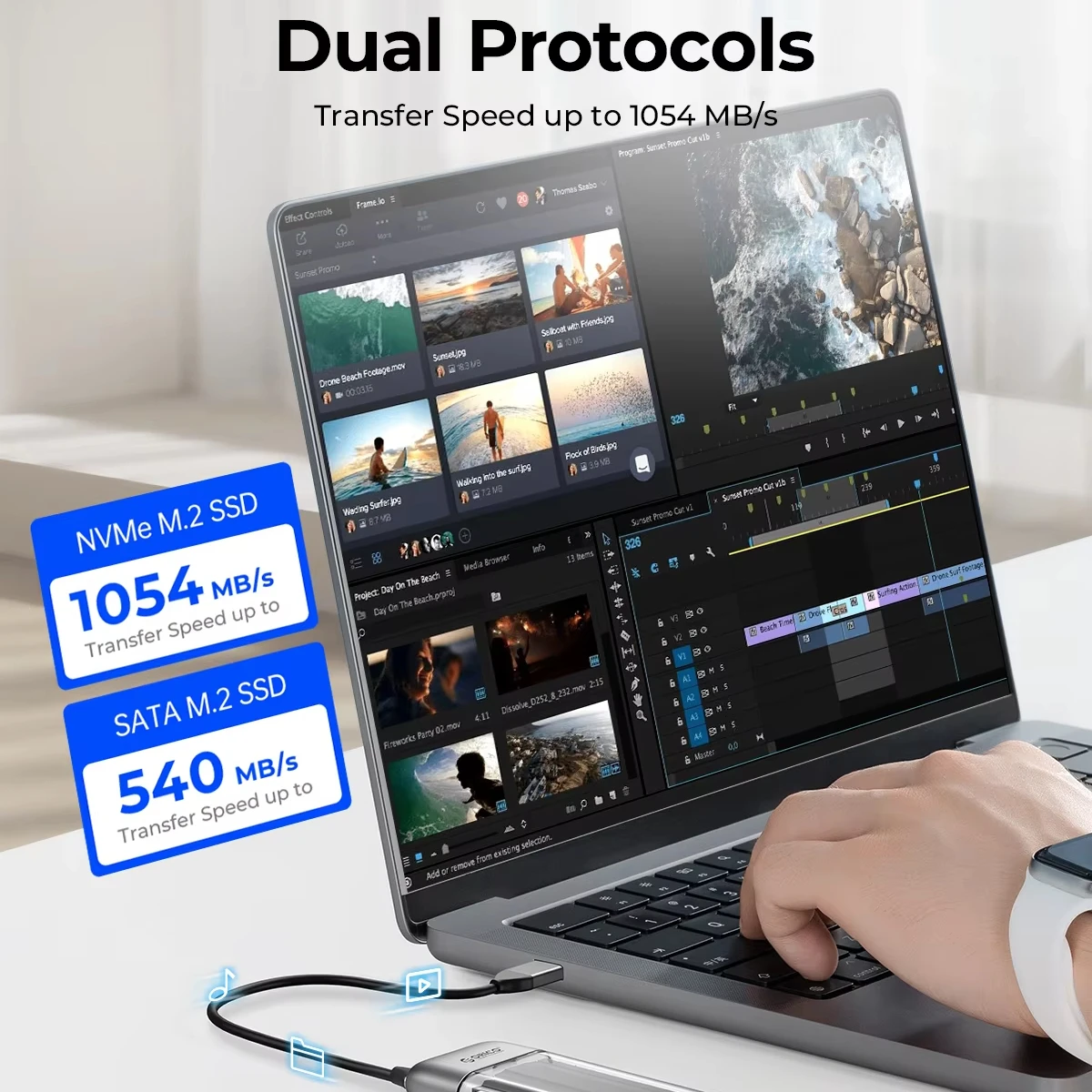 

Корпус ORICO M.2 SSD NVME SATA SSD, бесплатный инструмент, 10 Гбит/с, M.2 к USB Type C, прозрачный внешний адаптер, портативный