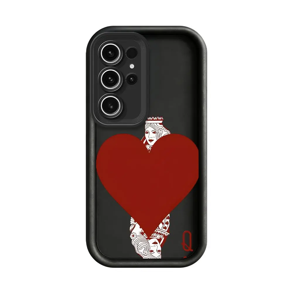 Red Heart Queen of Hearts Play Card Cute Matte Shockproof for S26 S25 S24 Ultra Plus FE A57 A56 A54 A37 A26 A17 A16 A07 A06 case