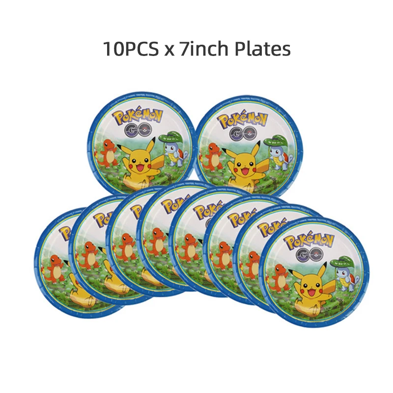 Pokemon Birthday Decorations Boys Girls Pikachu Paper Plates Cups Napkins Tableware Balloons Decor Baby Shower Party Supplies