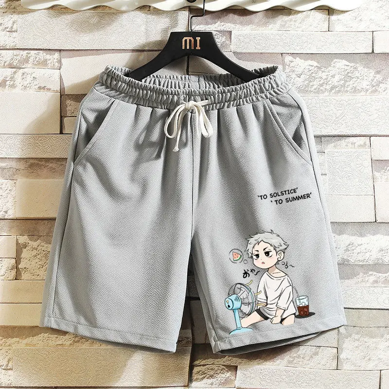 Ice Silk Shorts Men's Summer Wear Thin Five-Point Pirate Shorts Baggy Pajama Pants Couple Wear Casual Beach Pants